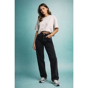 Y2K Minimalist Grunge Black Straight Leg Jeans H&M Divided Size 2